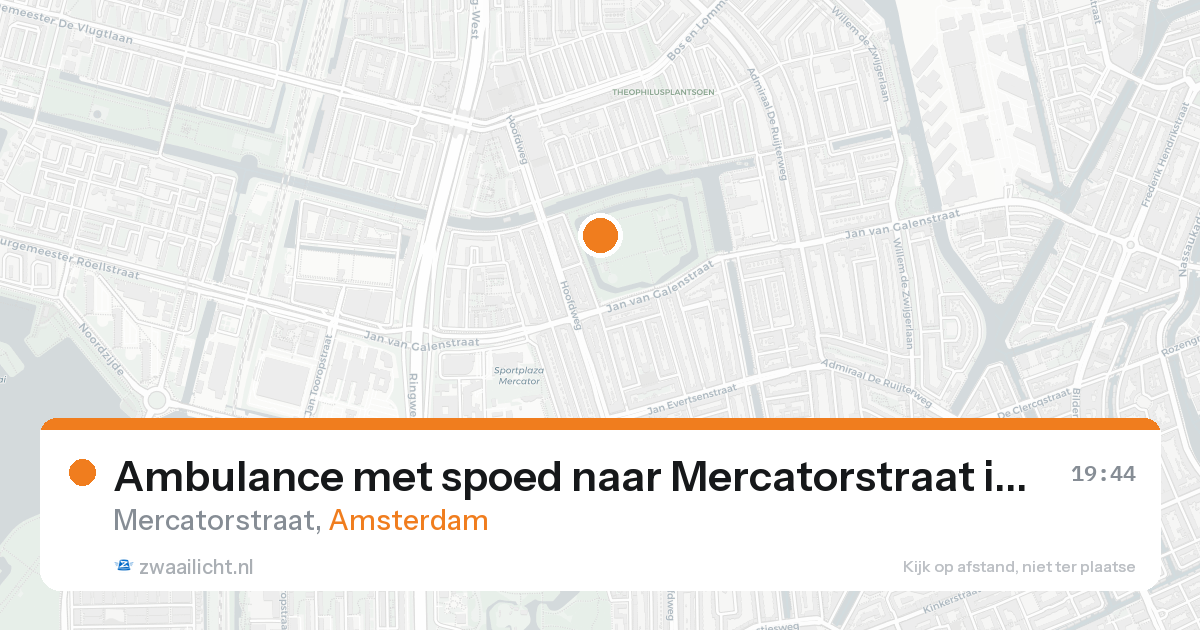 Ambulance met spoed naar Mercatorstraat in Amsterdam — 18 aug 2026