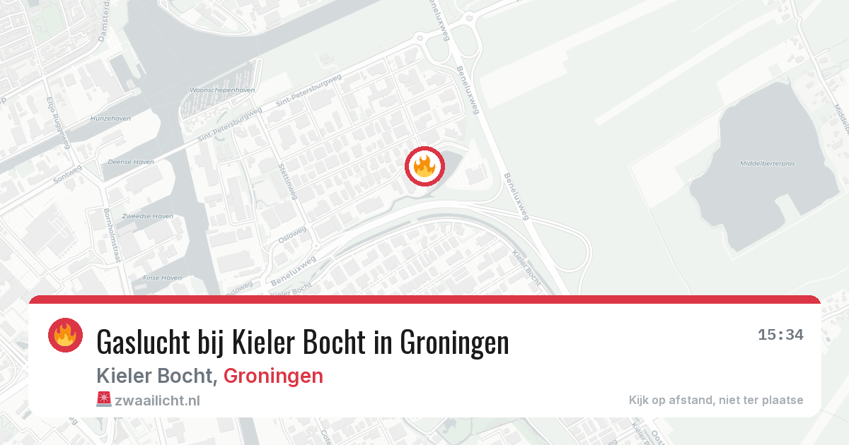 Gaslucht bij Kieler Bocht in Groningen — 18 mei 2026
