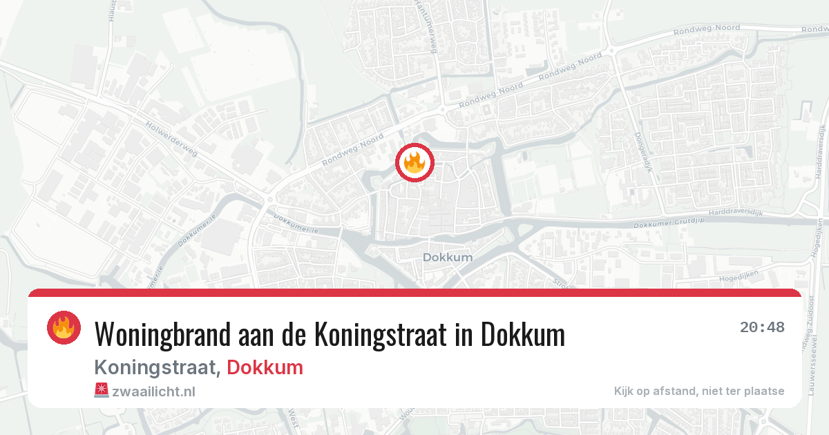Woningbrand aan de Koningstraat in Dokkum — 20 apr 2026