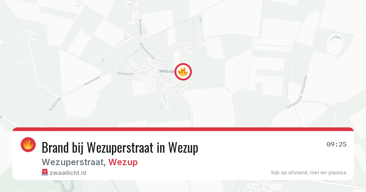 Brand bij Wezuperstraat in Wezup — 31 jul 2026