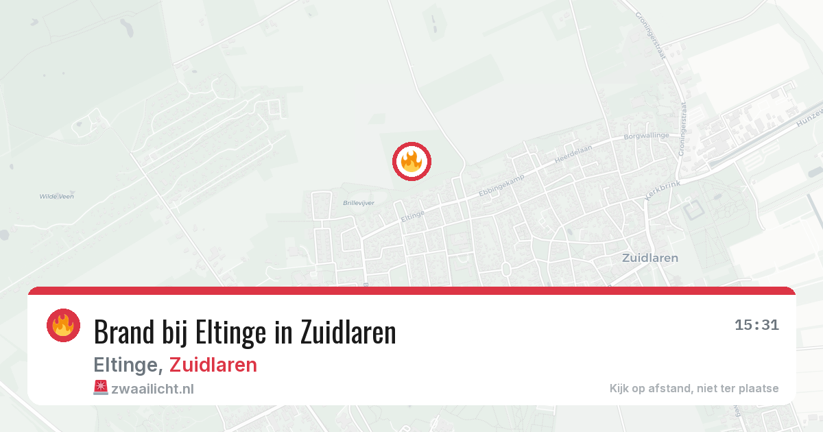Brand bij Eltinge in Zuidlaren — 13 aug 2026