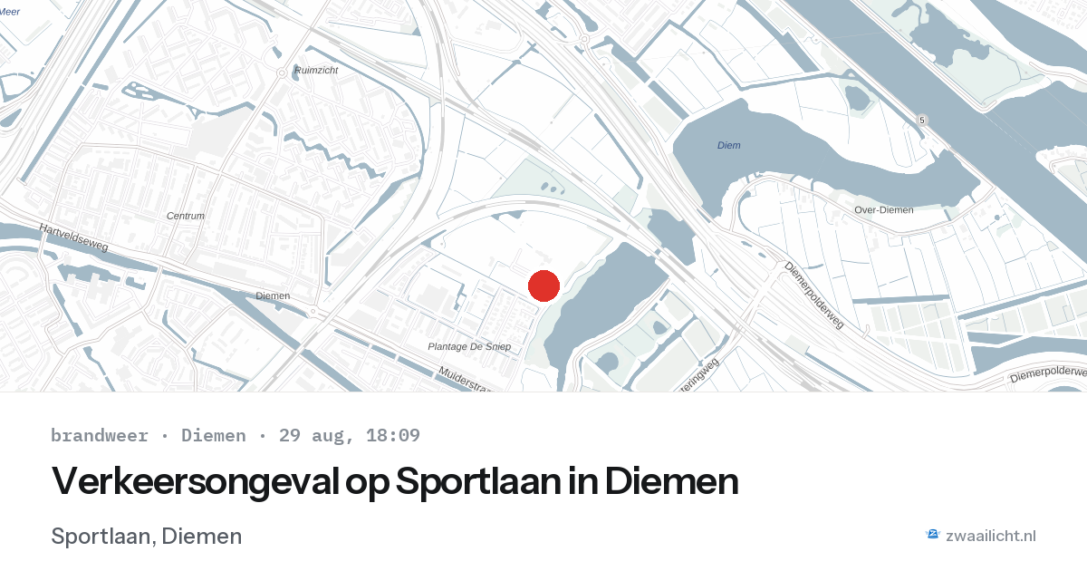 Verkeersongeval op Sportlaan in Diemen — 29 aug 2026