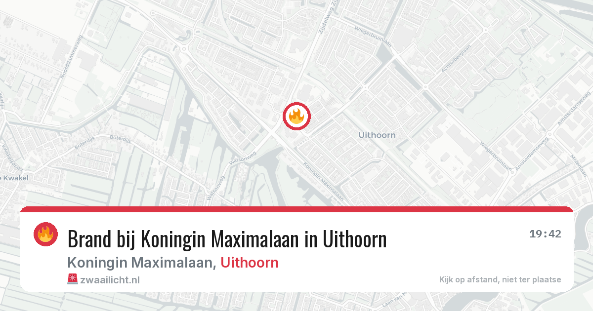 Brand bij Koningin Maximalaan in Uithoorn — 14 aug 2026