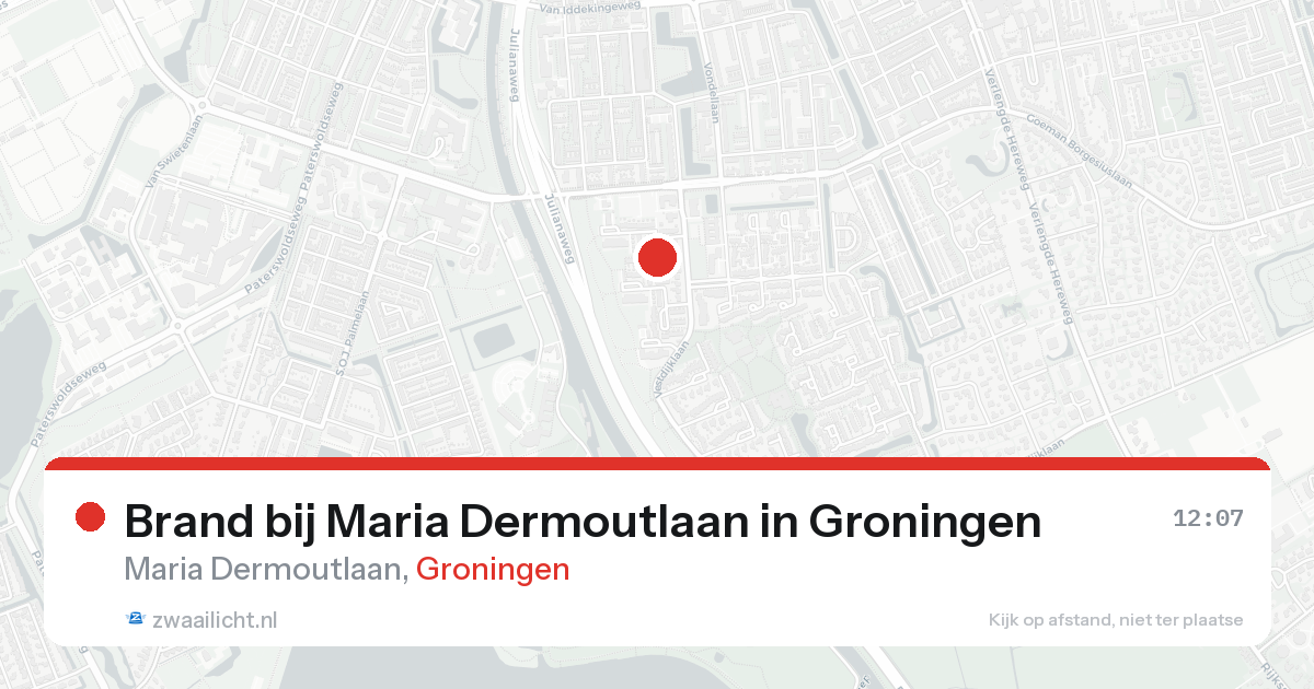 Brand bij Maria Dermoutlaan in Groningen — 23 aug 2026