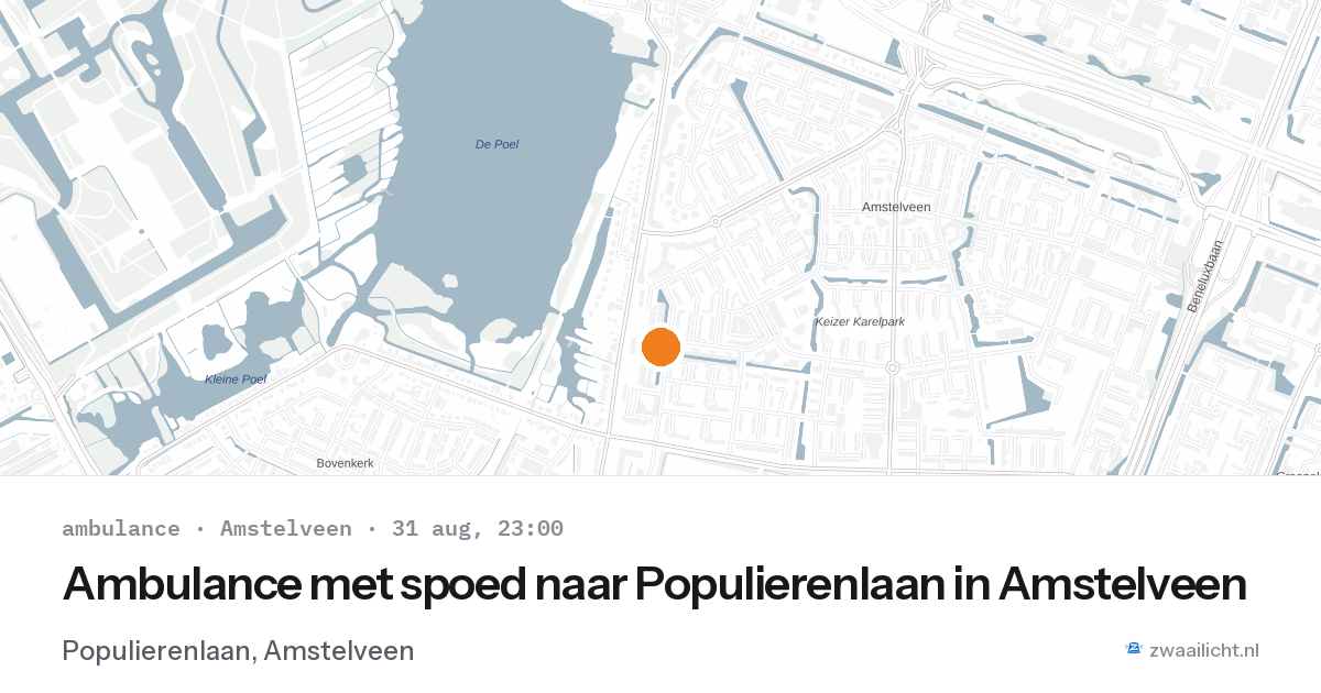 Ambulance met spoed naar Populierenlaan in Amstelveen — 31 aug 2026