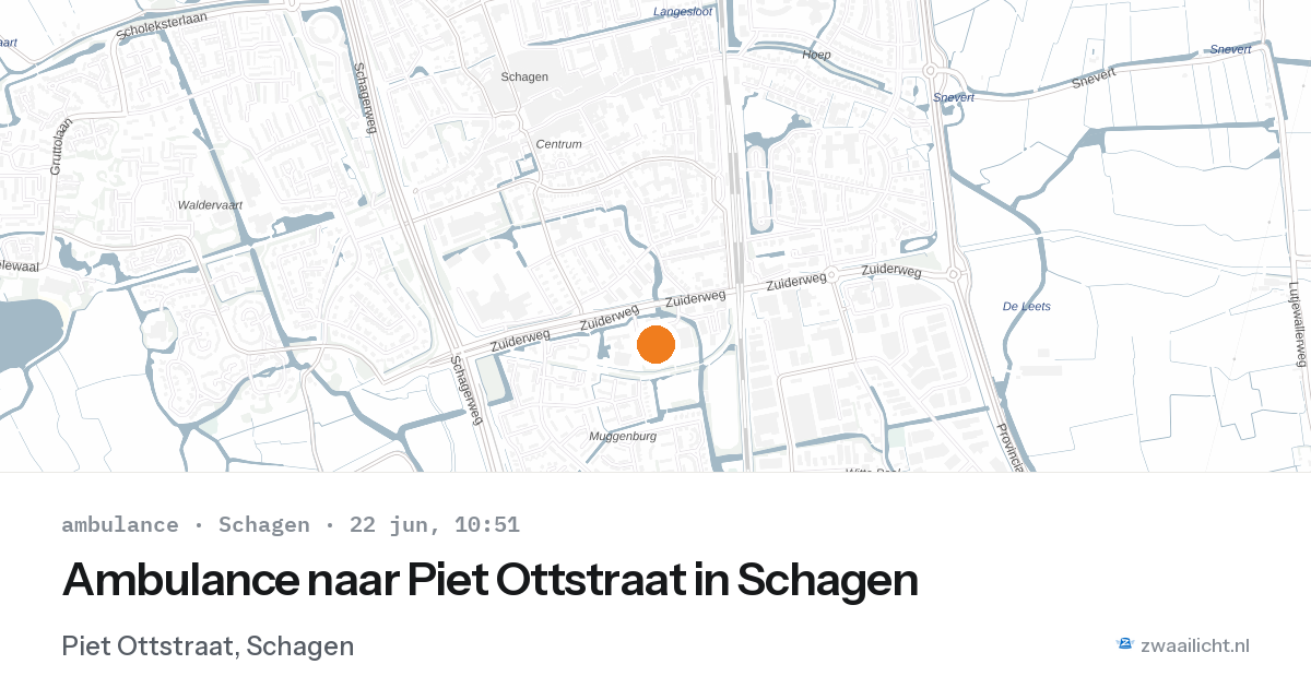 Ambulance naar Piet Ottstraat in Schagen — 22 jun 2026