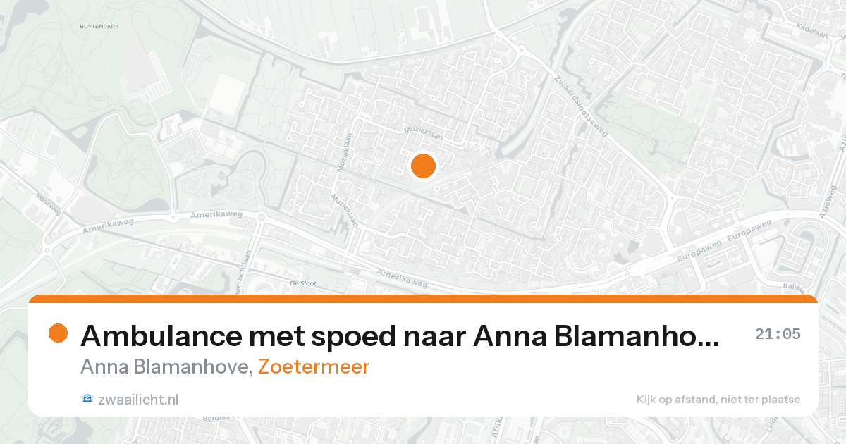 Ambulance met spoed naar Anna Blamanhove in Zoetermeer — 16 aug 2026