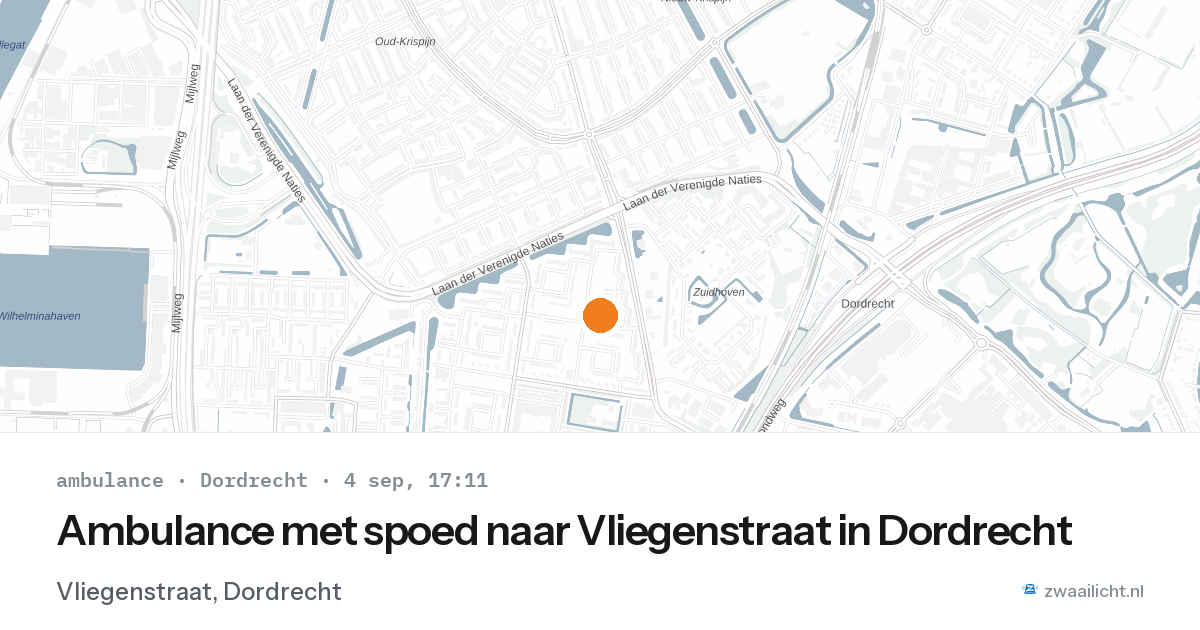 Ambulance met spoed naar Vliegenstraat in Dordrecht — 4 sep 2026