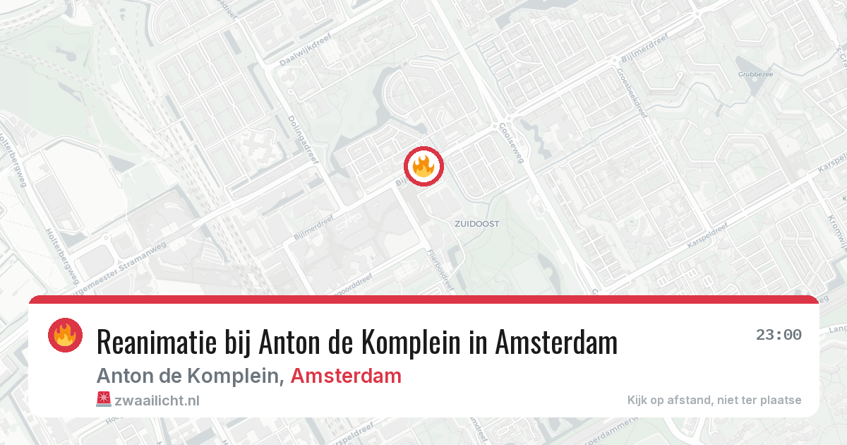 Reanimatie bij Anton de Komplein in Amsterdam — 7 aug 2026