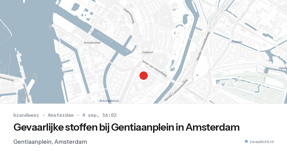 Gevaarlijke stoffen bij Gentiaanplein in Amsterdam — 4 sep 2026