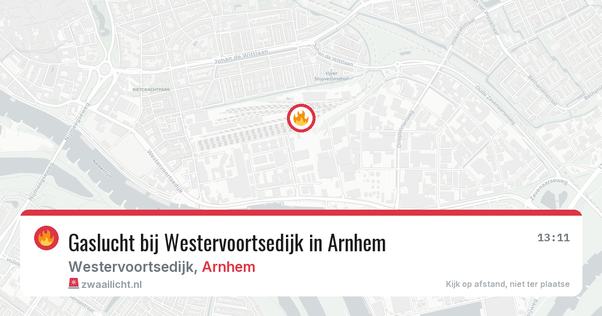 Gaslucht bij Westervoortsedijk in Arnhem — 20 mrt 2026