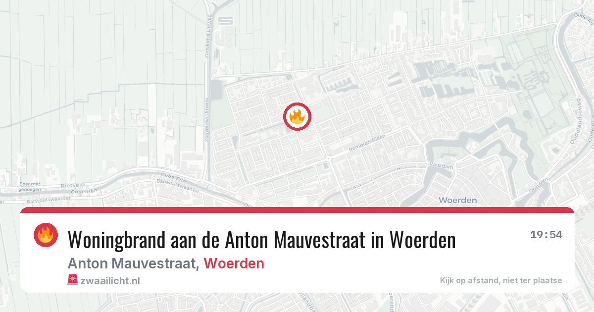 Woningbrand aan de Anton Mauvestraat in Woerden — 12 jul 2026