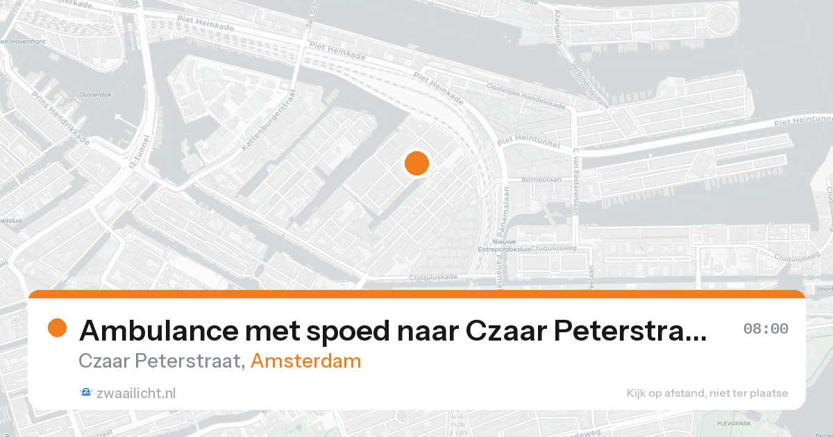 Ambulance met spoed naar Czaar Peterstraat in Amsterdam — 24 aug 2026