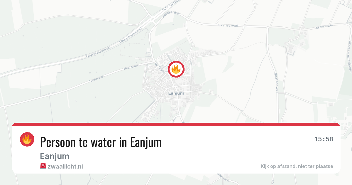Persoon te water in Eanjum — 23 mei 2026