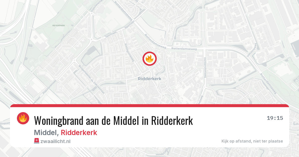 Woningbrand aan de Middel in Ridderkerk — 25 jun 2026
