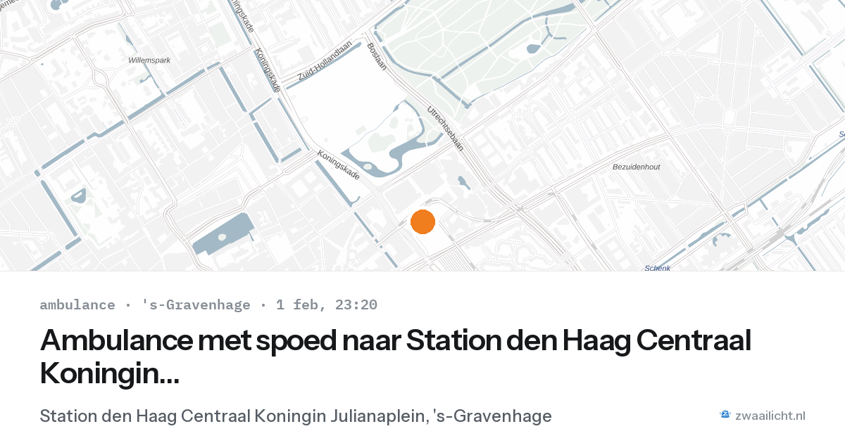 Ambulance met spoed naar Station den Haag Centraal Koningin Julianaplein in 's-Gravenhage — 1 feb 2026