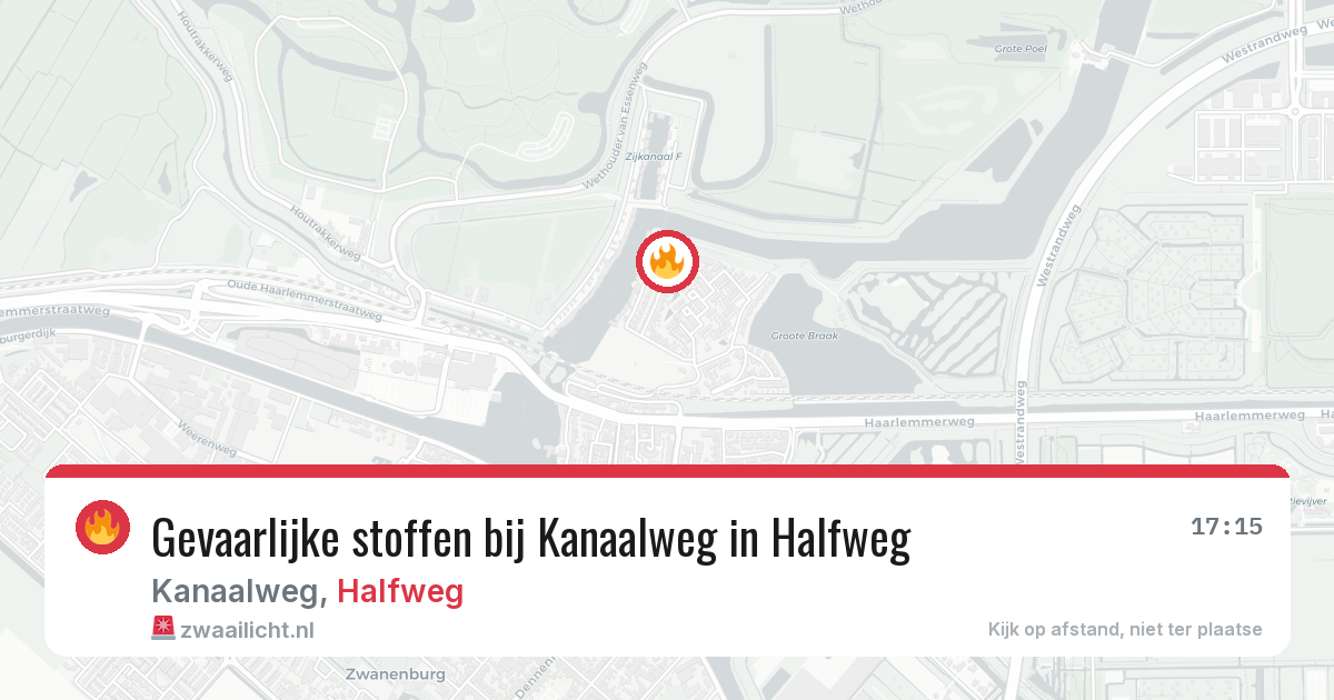Gevaarlijke stoffen bij Kanaalweg in Halfweg — 15 jul 2026