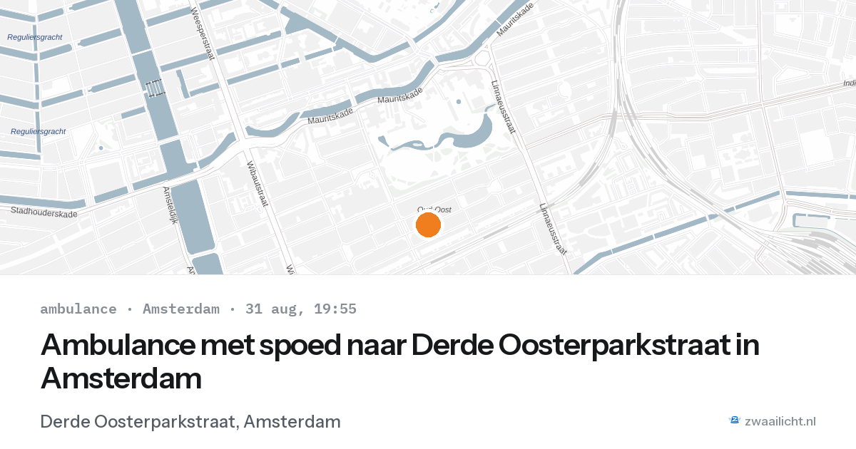 Ambulance met spoed naar Derde Oosterparkstraat in Amsterdam — 31 aug 2026