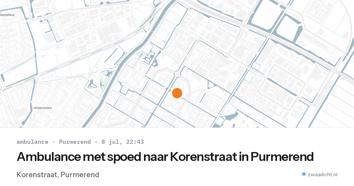 Ambulance met spoed naar Korenstraat in Purmerend — 8 jul 2026