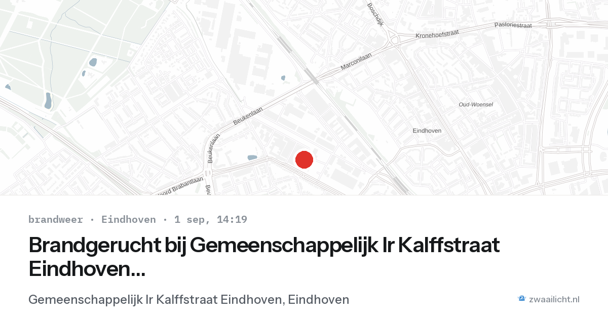 Brandgerucht bij Gemeenschappelijk Ir Kalffstraat Eindhoven in Eindhoven — 1 sep 2026