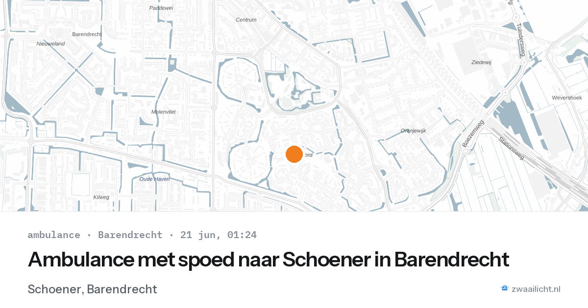Ambulance met spoed naar Schoener in Barendrecht — 20 jun 2026