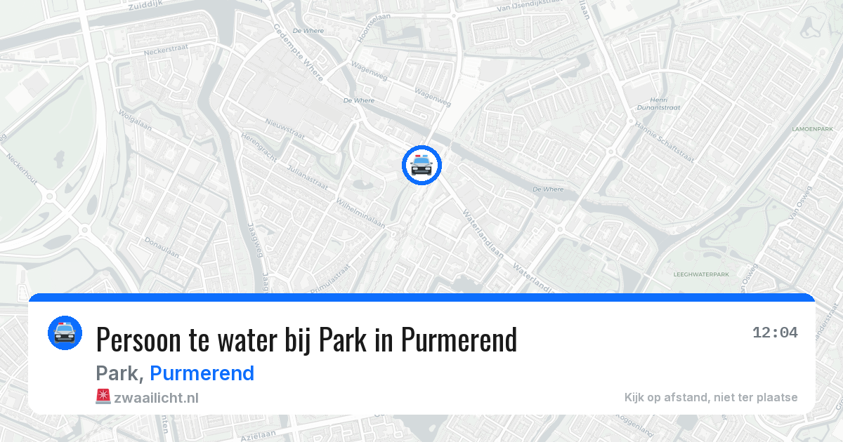 Persoon te water bij Park in Purmerend — 29 apr 2026