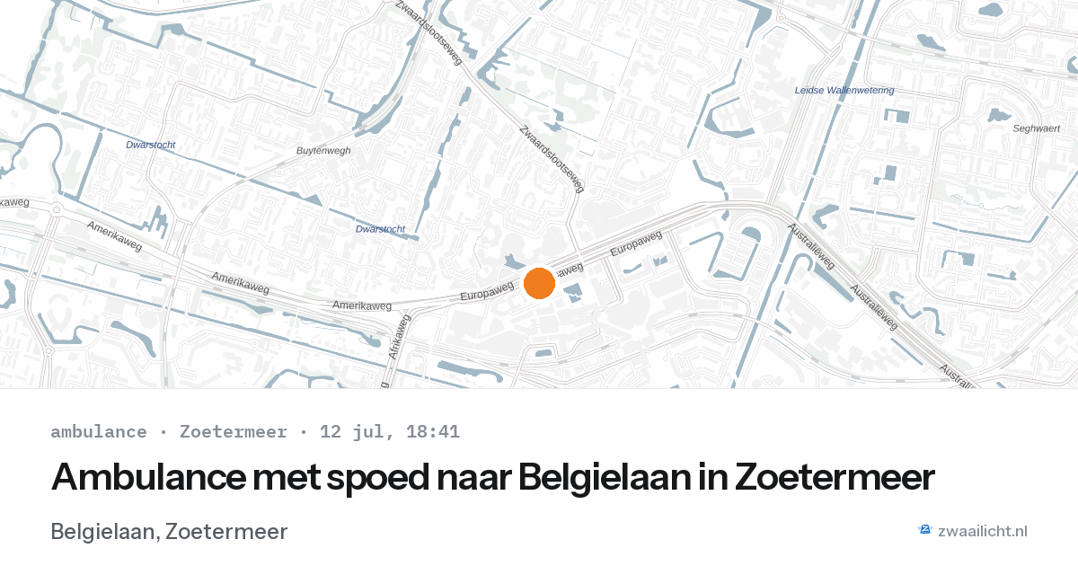Ambulance met spoed naar Belgielaan in Zoetermeer — 12 jul 2026