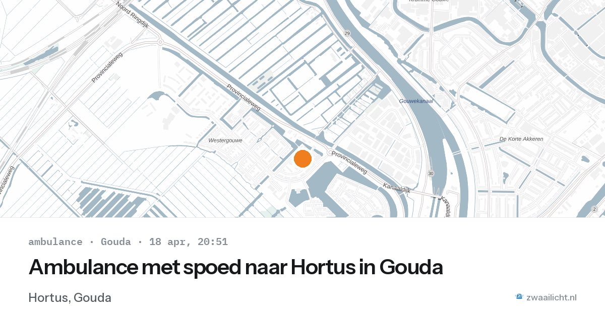 Ambulance met spoed naar Hortus in Gouda — 18 apr 2026