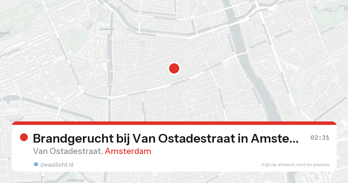 Brandgerucht bij Van Ostadestraat in Amsterdam — 14 jun 2026