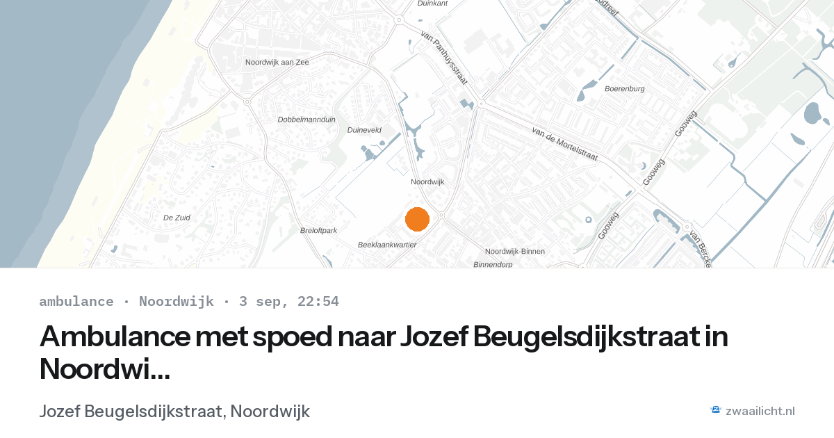 Ambulance met spoed naar Jozef Beugelsdijkstraat in Noordwijk — 3 sep 2026