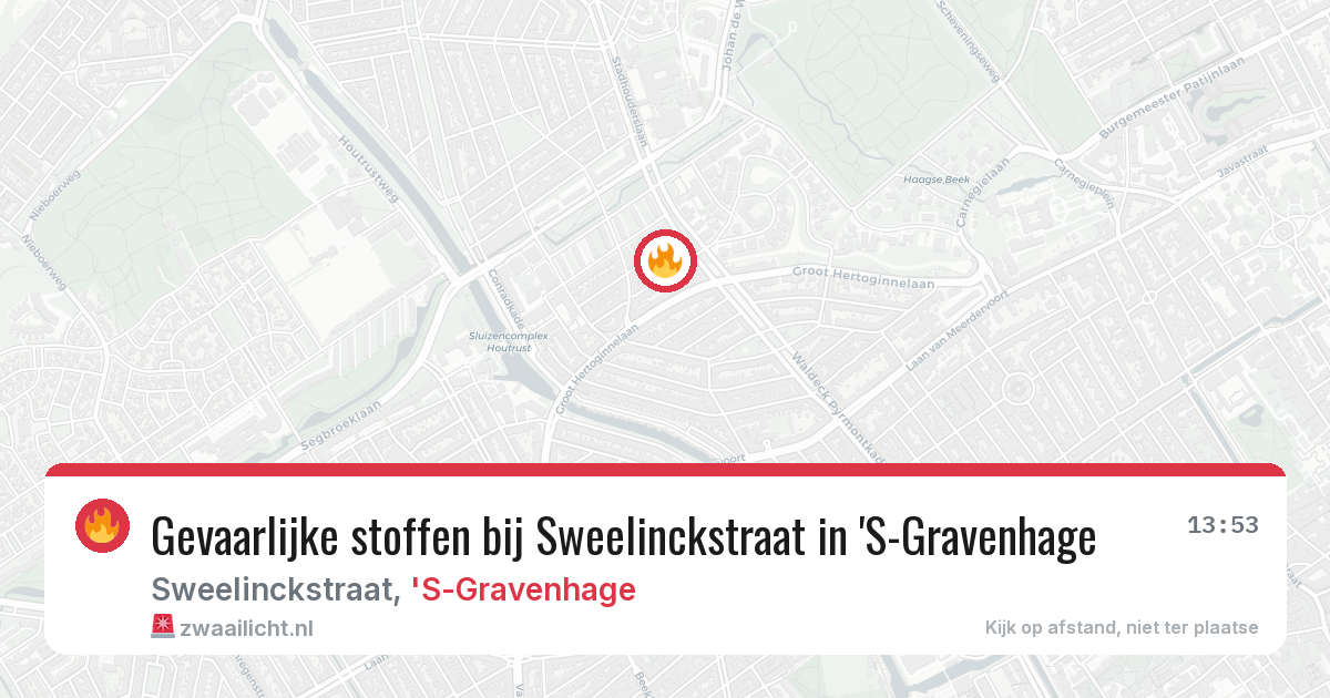 Gevaarlijke stoffen bij Sweelinckstraat in 'S-Gravenhage — 5 aug 2026