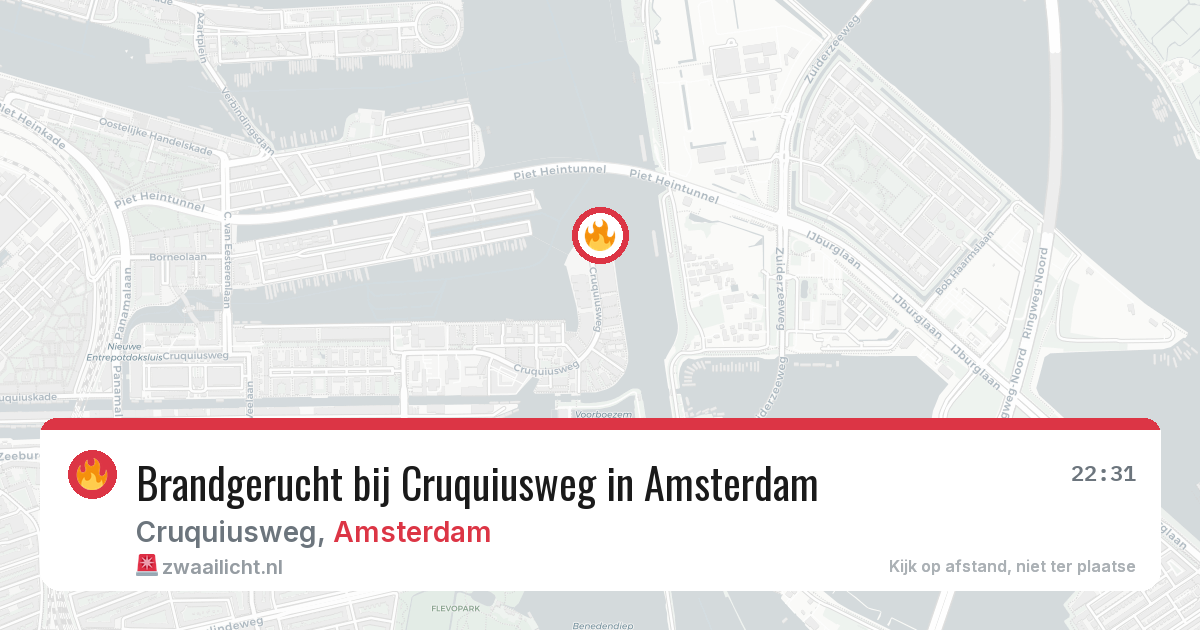 Brandgerucht bij Cruquiusweg in Amsterdam — 6 apr 2026