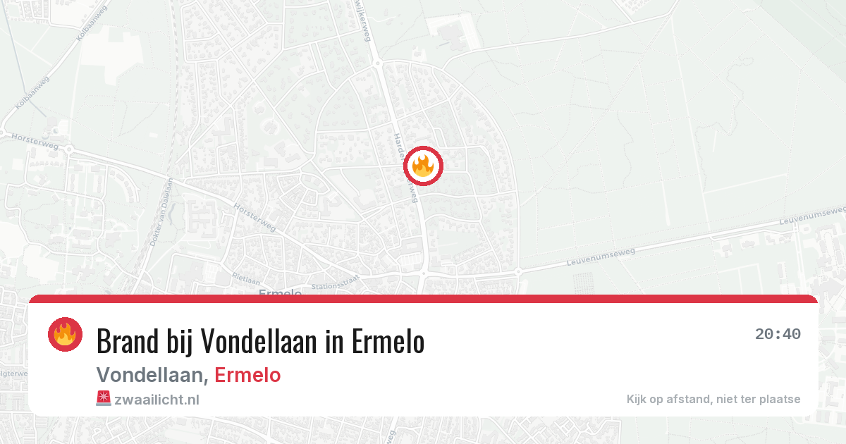 Brand bij Vondellaan in Ermelo — 9 aug 2026