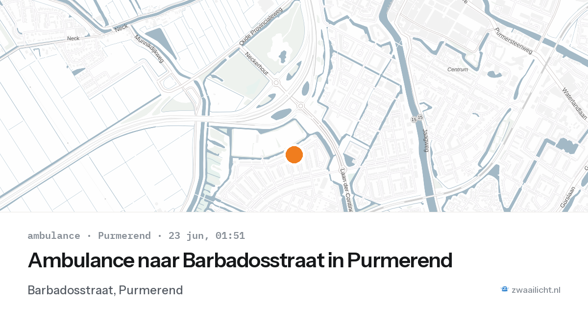 Ambulance naar Barbadosstraat in Purmerend — 22 jun 2026