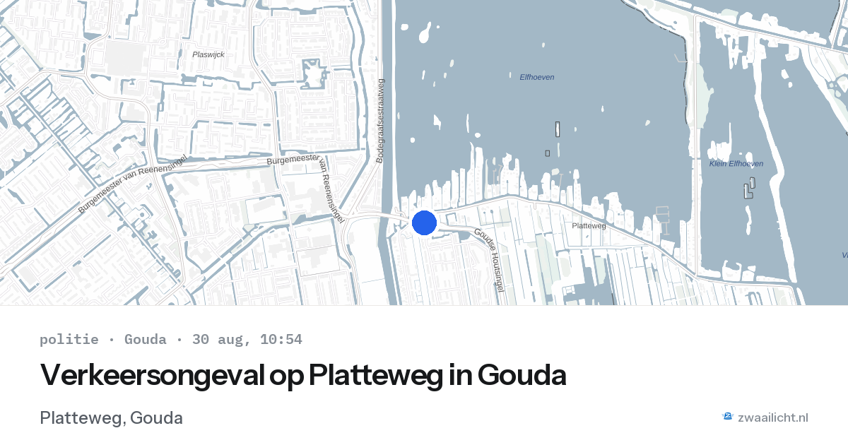 Verkeersongeval op Platteweg in Gouda — 30 aug 2026