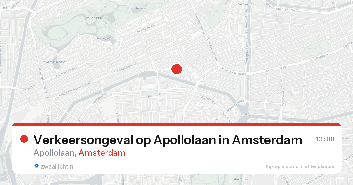 Verkeersongeval op Apollolaan in Amsterdam — 21 aug 2026