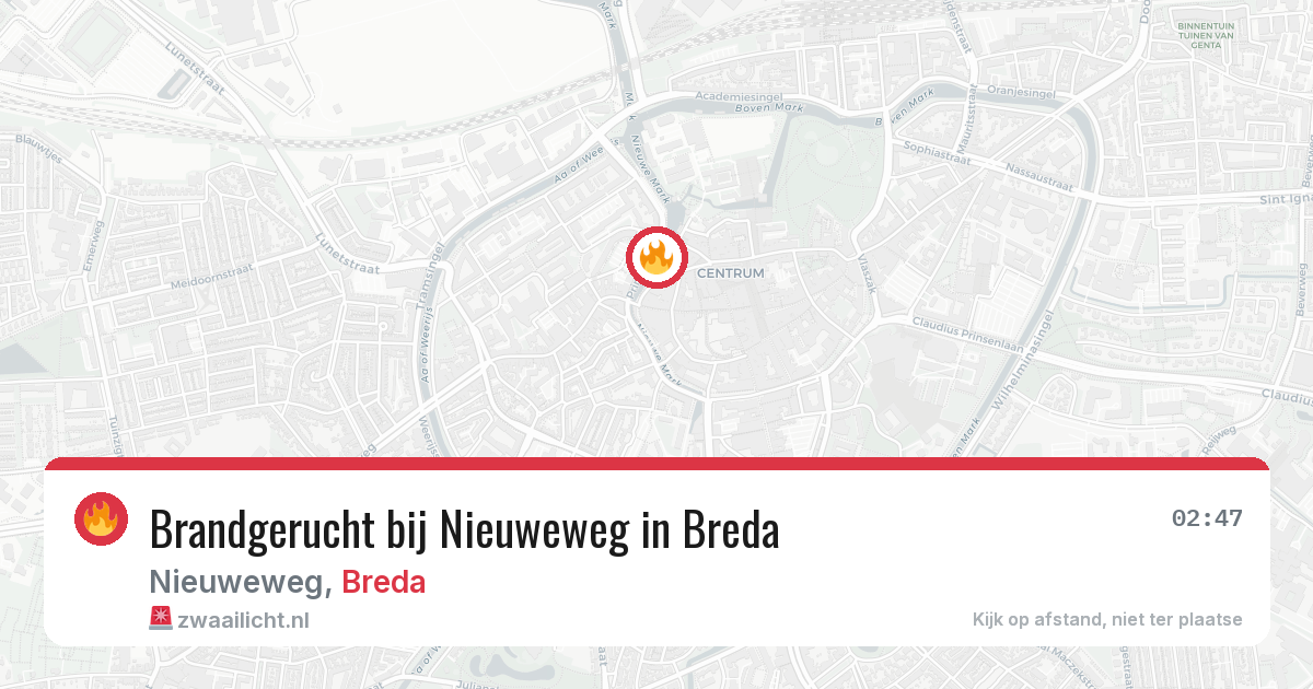 Brandgerucht bij Nieuweweg in Breda — 1 aug 2026