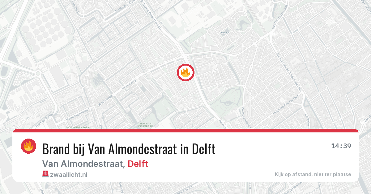 Brand bij Van Almondestraat in Delft — 7 aug 2026