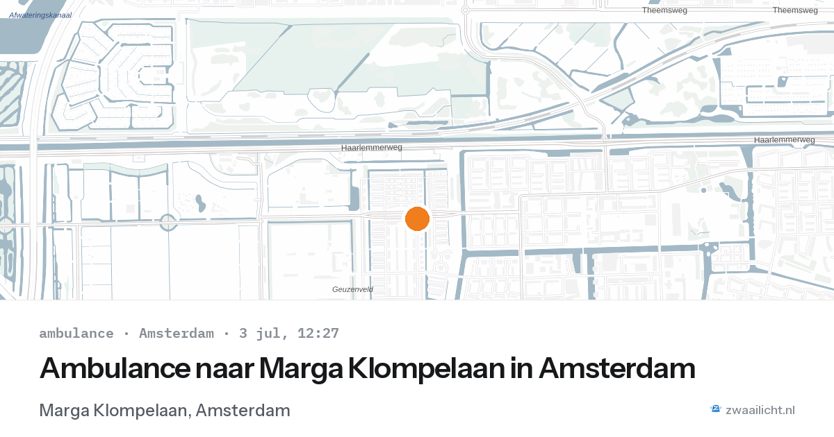 Ambulance naar Marga Klompelaan in Amsterdam — 3 jul 2026