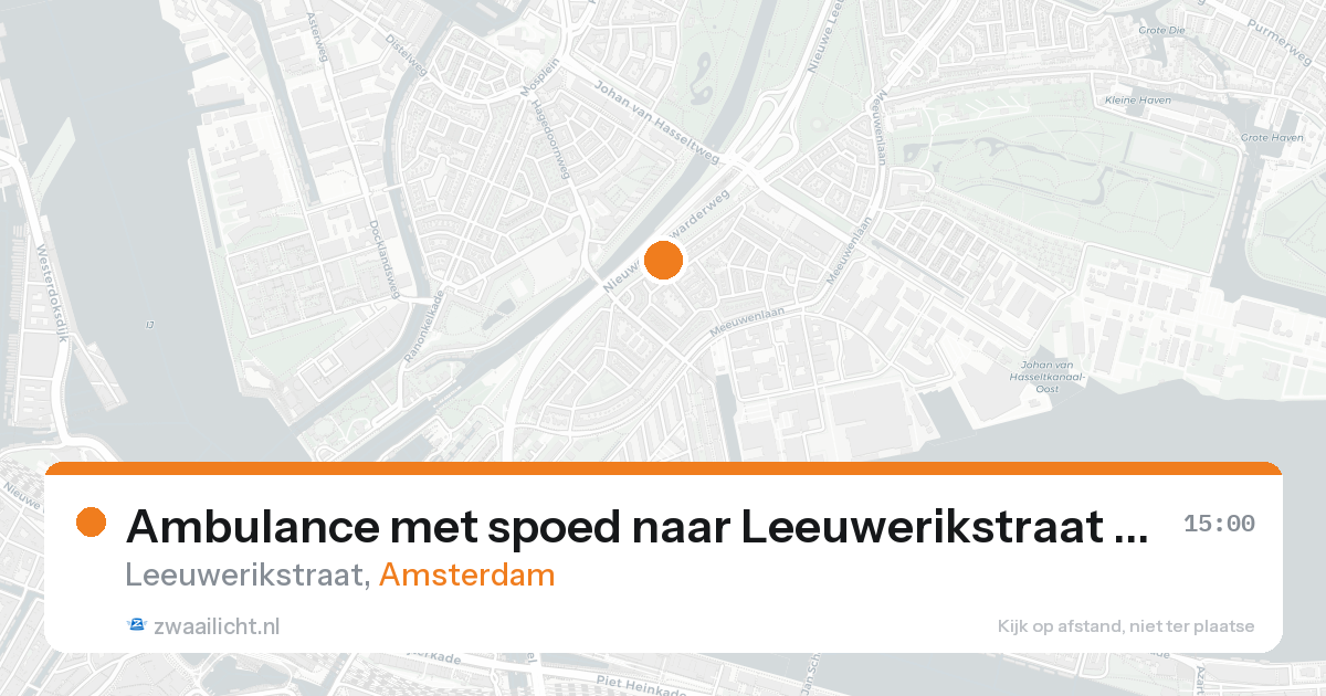 Ambulance met spoed naar Leeuwerikstraat in Amsterdam — 16 aug 2026
