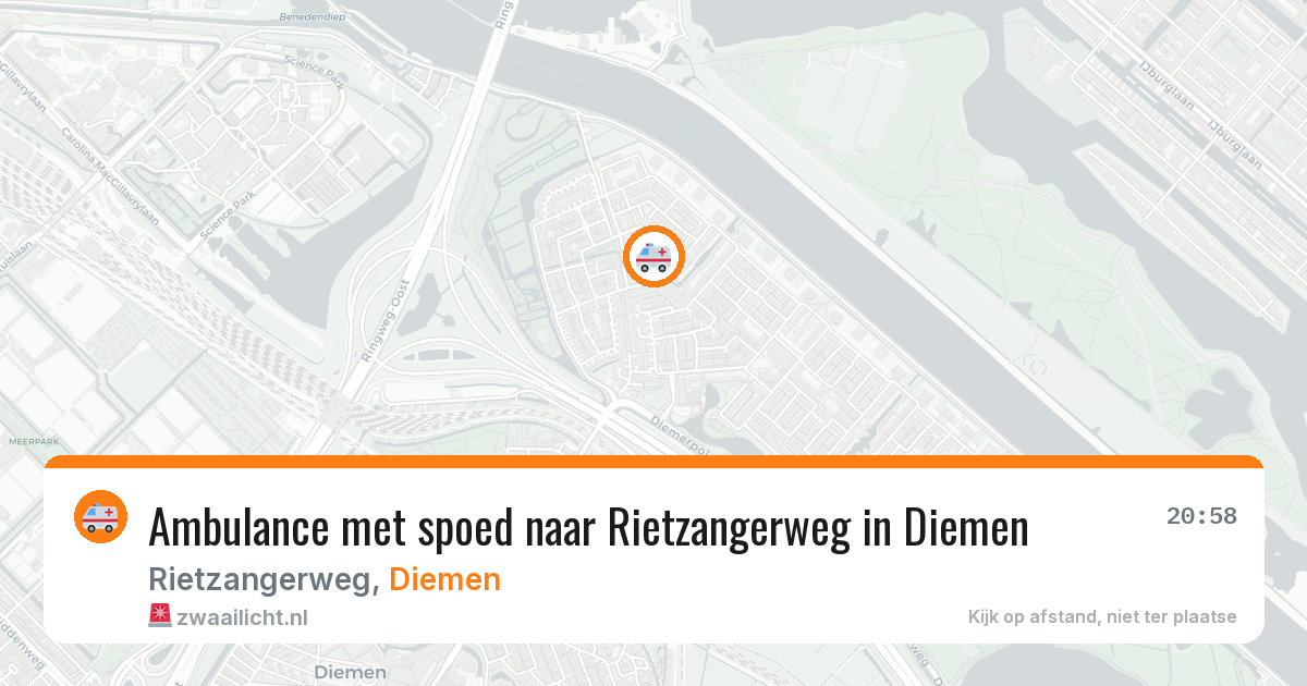 Ambulance met spoed naar Rietzangerweg in Diemen — 20 mrt 2026