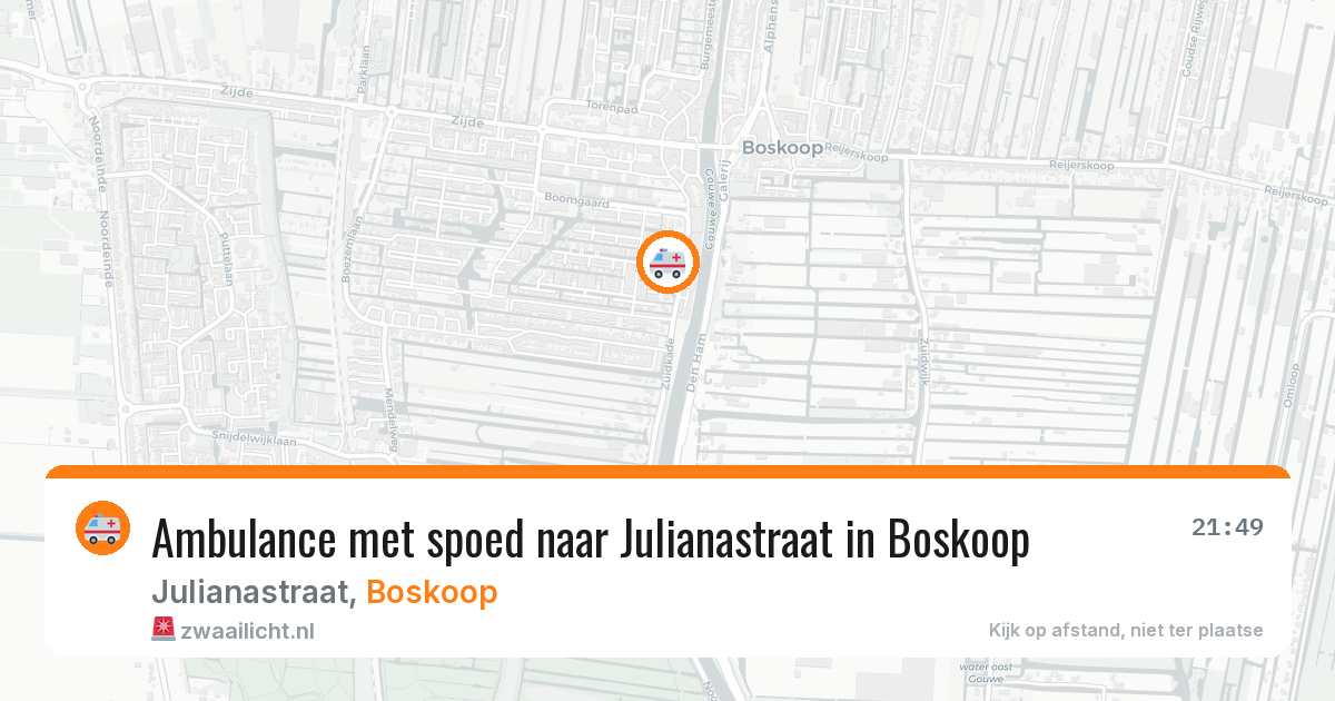 Ambulance met spoed naar Julianastraat in Boskoop — 31 jul 2026