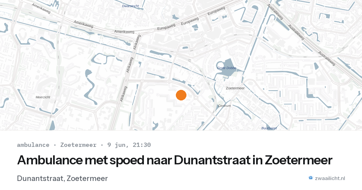 Ambulance met spoed naar Dunantstraat in Zoetermeer — 9 jun 2026