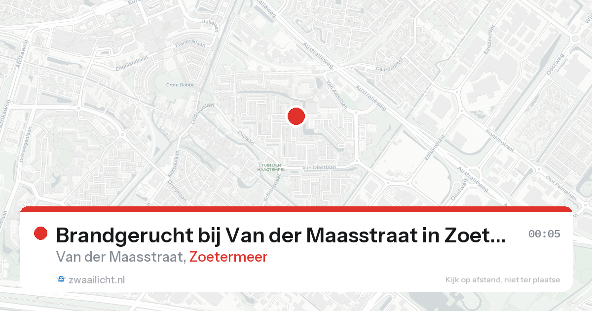 Brandgerucht bij Van der Maasstraat in Zoetermeer — 24 aug 2026