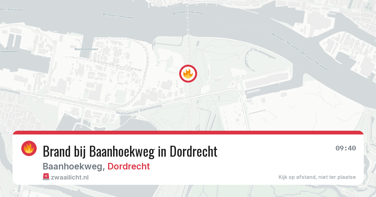 Brand bij Baanhoekweg in Dordrecht — 14 aug 2026