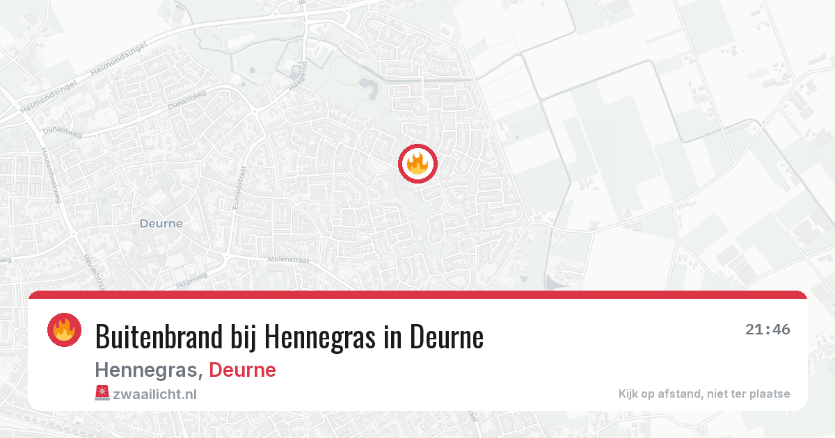 Buitenbrand bij Hennegras in Deurne — 21 jul 2026