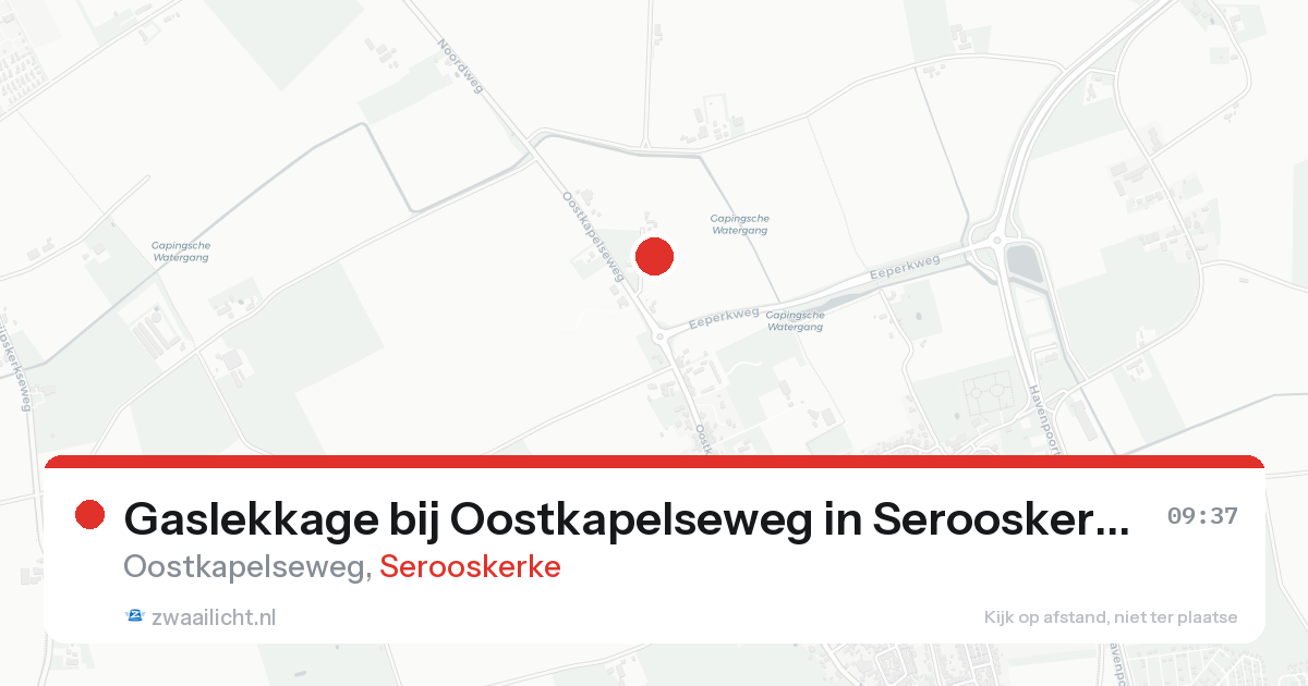 Gaslekkage bij Oostkapelseweg in Serooskerke — 19 aug 2026