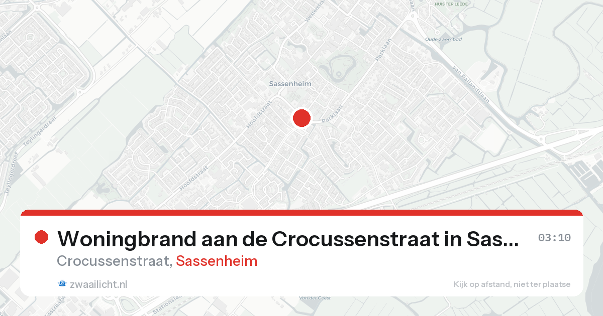 Woningbrand aan de Crocussenstraat in Sassenheim — 17 aug 2026
