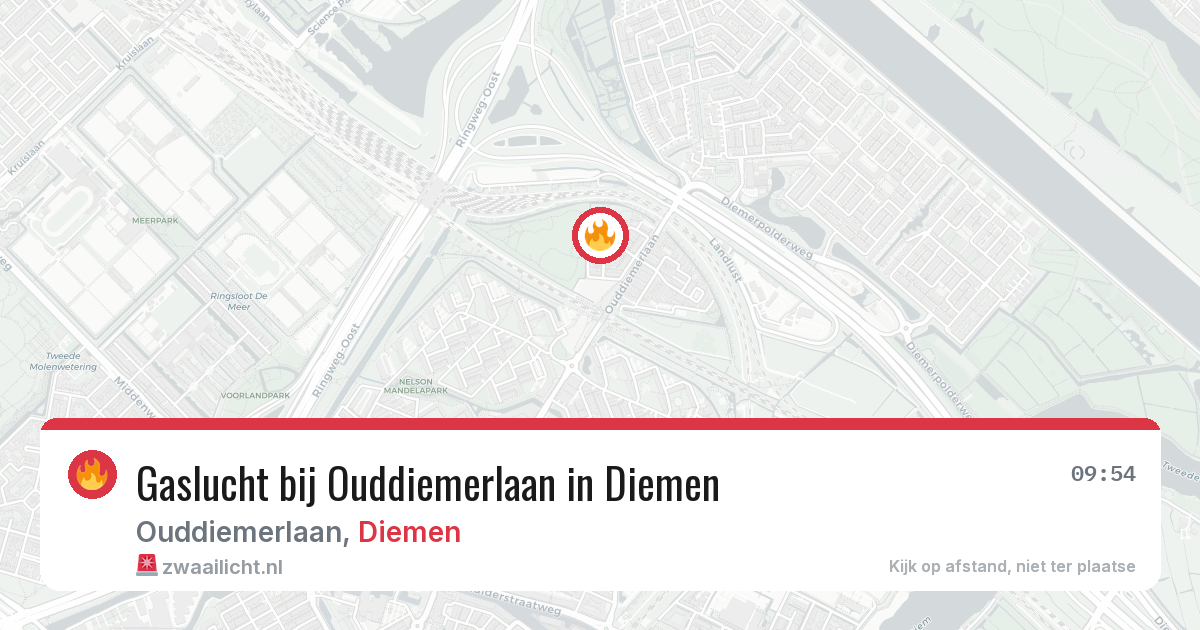 Gaslucht bij Ouddiemerlaan in Diemen — 13 mei 2026