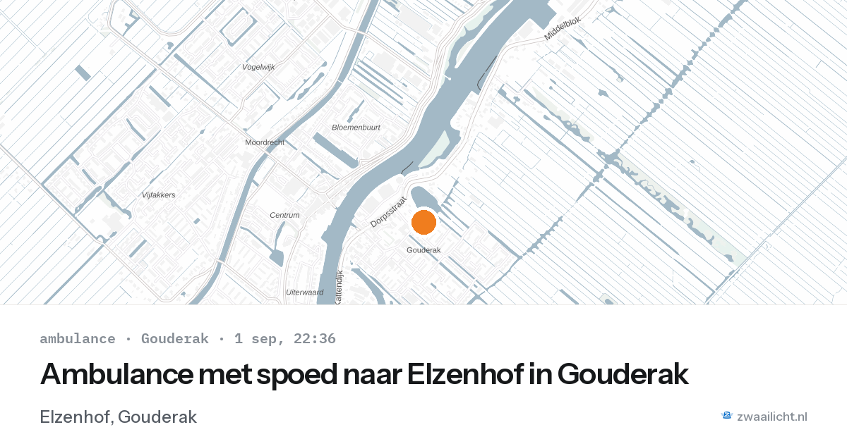 Ambulance met spoed naar Elzenhof in Gouderak — 1 sep 2026